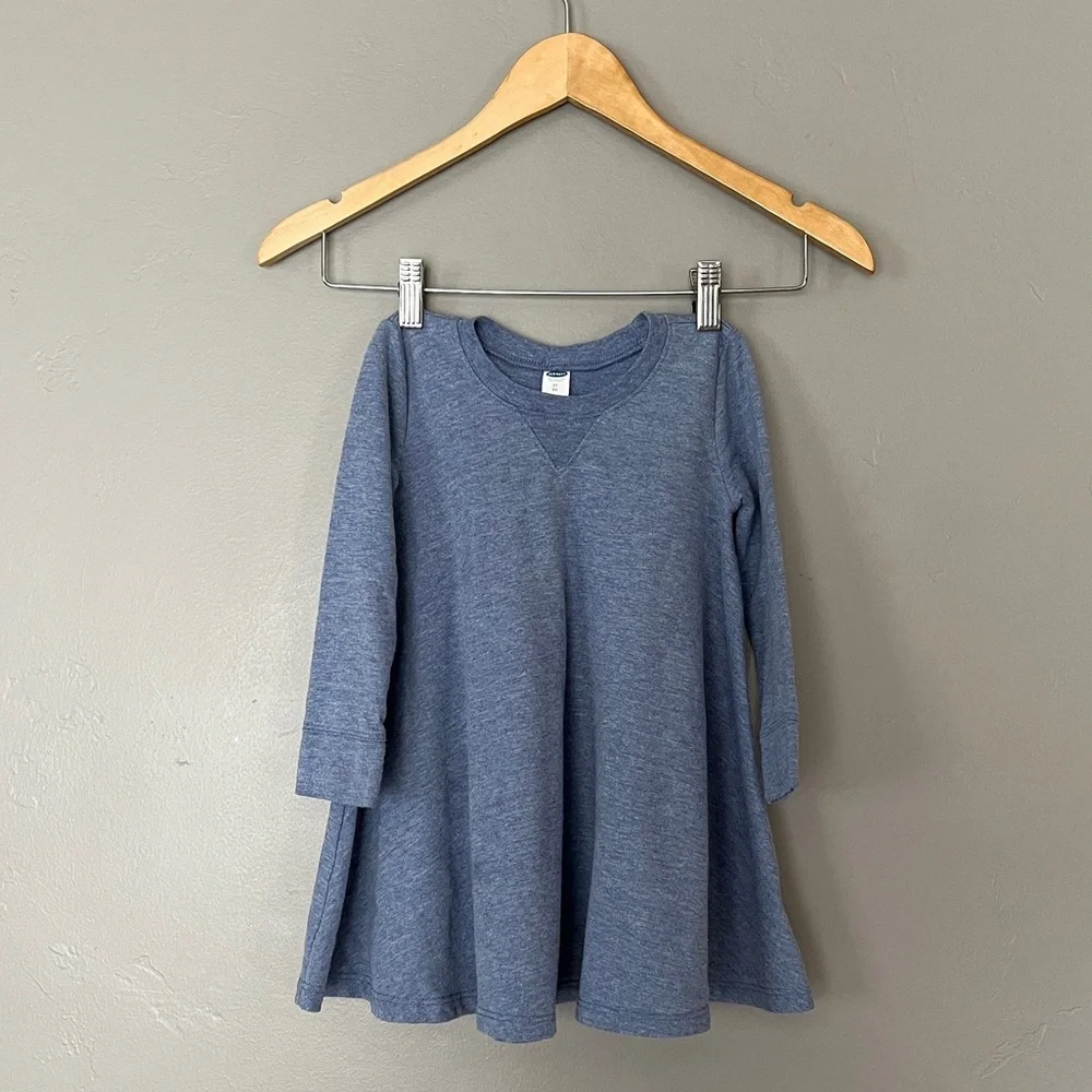Old Navy Girls 3T Blue Long Sleeve Soft Sweatshirt Flowy Bubble Swing Dress